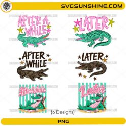 Later Gator PNG Bundle and After While Crocodile PNG Bundle with retro alligator designs