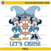 Let’s Cruise 2026 PNG design with captain cartoon characters and cruise wheel
