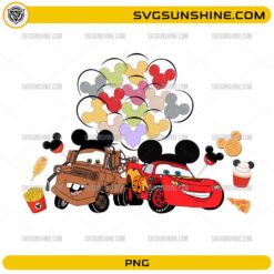 Lightning McQueen Mickey Balloon Snacks SVG Disney Cars vacation PNG design