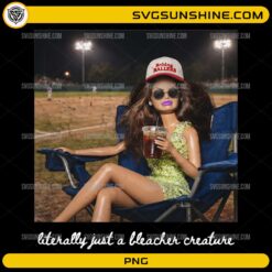 stylish baseball mom sitting in chair drinking iced coffee bleacher creature design