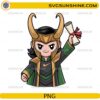 Cute Loki graduation PNG holding diploma in superhero outfit