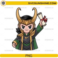 Loki Graduation PNG, Cute Superhero Graduate PNG, Loki PNG for Sublimation