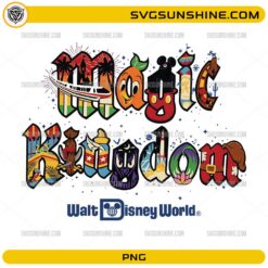 Magic Kingdom Walt Disney World PNG colorful Disney vacation design