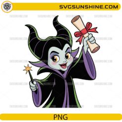 Maleficent graduation PNG cute villain graduate holding diploma