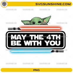 May The 4th Be With You PNG with cute baby alien and lightsabers