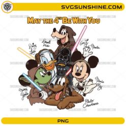 May The 4th Be With You PNG with cartoon friends and lightsabers