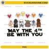 May The 4th Be With You PNG with cute characters holding colorful balloons