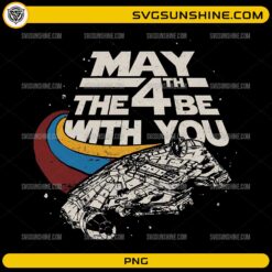 May The 4th Be With You PNG with retro spaceship illustration