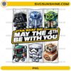 May The 4th Be With You PNG with Star Wars chibi characters Darth Vader Yoda R2-D2 BB-8
