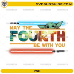May The Fourth Be With You PNG with baby alien and galaxy landscape text