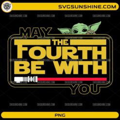 May The Fourth Be With You PNG with cute baby alien and lightsaber design