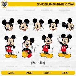 Mickey Mouse Bundle SVG featuring multiple layered cartoon character faces and poses