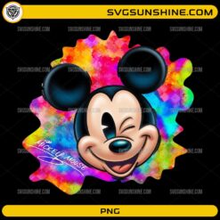 Mickey Mouse tie dye PNG colorful splash cartoon face