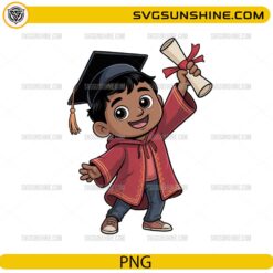 Cute Miguel Rivera graduation PNG holding diploma with graduation cap