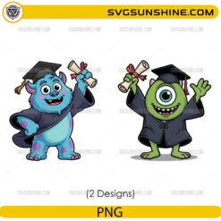 Mike and Sulley graduation PNG bundle with diploma and graduation cap