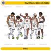 New York basketball team PNG with five players group illustration