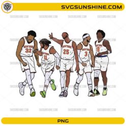 New York basketball team PNG with five players group illustration