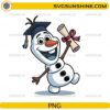 Olaf graduation PNG cute snowman graduate holding diploma