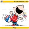 Patriotic Peanuts character holding American flag PNG for 4th of July crafts