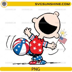 Patriotic Peanuts character holding American flag PNG for 4th of July crafts