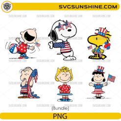 Patriotic Peanuts characters bundle PNG for 4th of July crafts