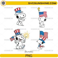 Patriotic Snoopy 4th Of July Bundle PNG with American flag designs