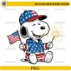 Patriotic Snoopy holding American flag and sparkler PNG for 4th of July