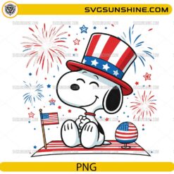 Patriotic Snoopy fireworks PNG for 4th of July sublimation design