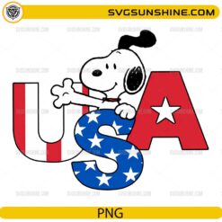 Patriotic Snoopy with fireworks and American flags PNG for 4th of July