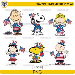 Patriotic Snoopy Peanuts Bundle PNG &ndash; 4th of July Cartoon Characters Digital Download