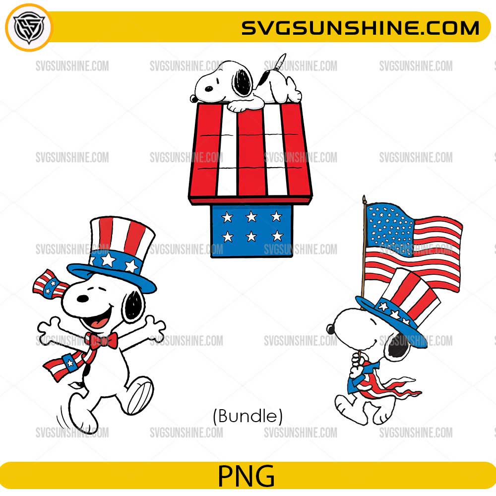 Patriotic Snoopy USA Bundle PNG for 4th of July sublimation designs