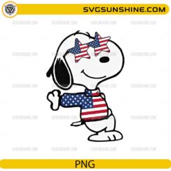 Patriotic Snoopy USA PNG with American flag glasses and scarf