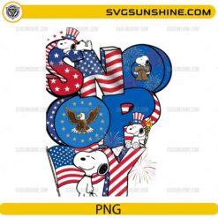 Patriotic Snoopy and Woodstock carrying USA flags PNG for 4th of July