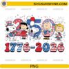 Peanuts 250th Anniversary USA PNG with Snoopy and friends celebrating 1776-2026
