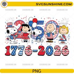 Peanuts 250th Anniversary USA PNG with Snoopy and friends celebrating 1776-2026