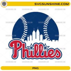 Philadelphia Phillies baseball PNG with city skyline design