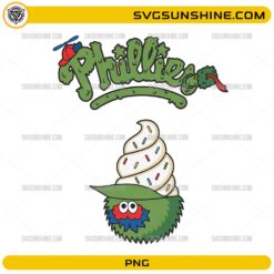 Philadelphia Phillies PNG funny mascot-inspired baseball design with ice cream graphic