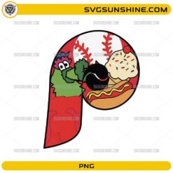 Philadelphia Phillies PNG with funny baseball mascot and food graphics