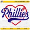 Philadelphia Phillies heart baseball SVG design for Cricut and Silhouette