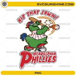 Philadelphia Phillies Mascot PNG with funny Hit That Jawn baseball design