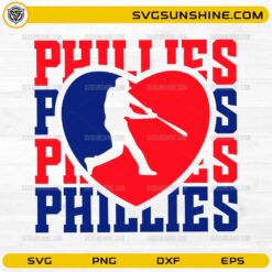 Phillies Baseball SVG heart baseball player design for Cricut