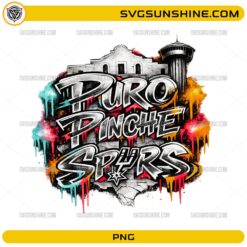 Puro Pinche Spurs PNG with graffiti San Antonio basketball design