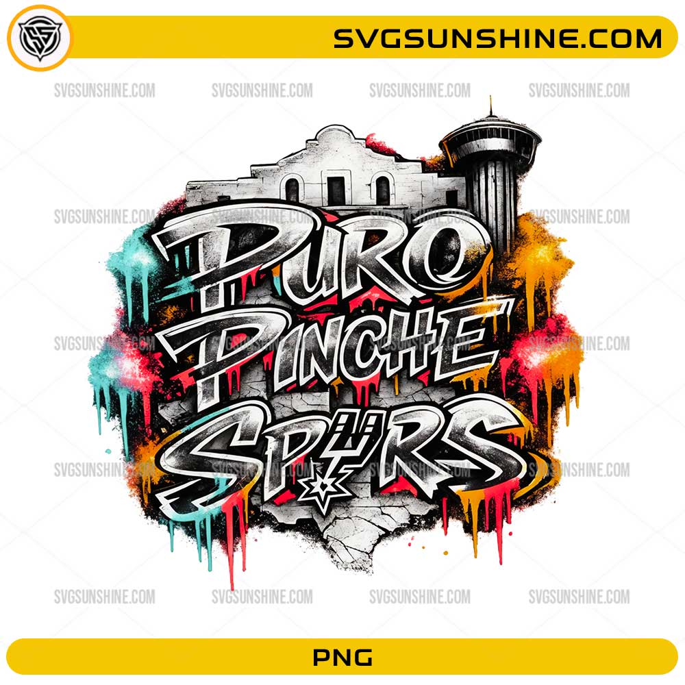 Puro Pinche Spurs PNG with graffiti San Antonio basketball design