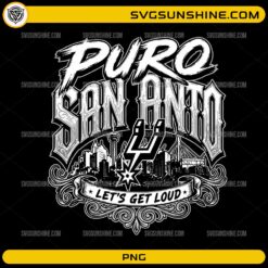 Puro San Anto Spurs PNG vintage black and white San Antonio basketball design