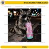 Cute raccoon wearing sunglasses holding a soda can PNG design