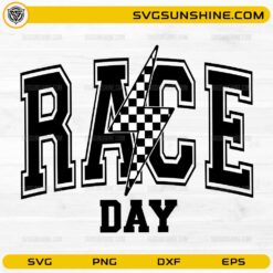 Race Day Checkered Racing SVG with lightning bolt racing design