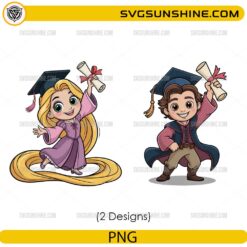 Rapunzel And Flynn Rider Graduation PNG Bundle, Disney Couple Graduate PNG Digital Download