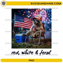 Red White and Feral Raccoon PNG | Funny 4th of July Raccoon Design