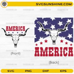 Retro 4th of July America longhorn SVG bundle with patriotic western design