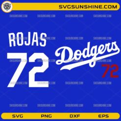 Rojas 72 Dodgers SVG baseball jersey design for Cricut and Silhouette